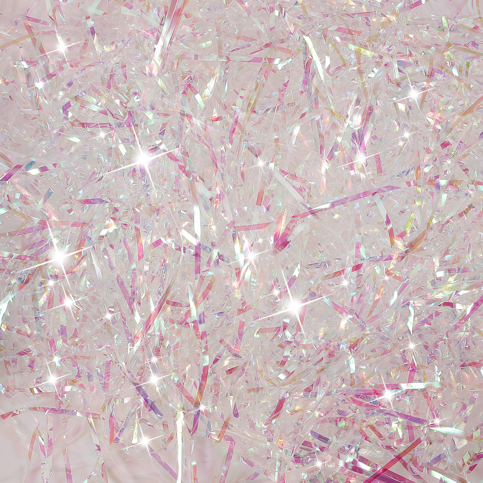 Bestomrogh Shredded Tissue Papers 200g, Raffia DIY Filler Glitter Paper Shreds Box Basket Filling Grass Craft Ribbon for Hamper Packaging Box Stuffing, Iridescent