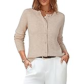 Arach&Cloz Women's Wool Blend Lightweight Spring Business Casual Cardigan Sweaters Tops