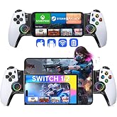 NinjaPlusOX Mobile Gaming Controller for iPhone/Android/Switch 2/Switch/OLED/iPad Mini, Wireless Phone Controller with Hall Joysticks/Hall Triggers/LED, Support Xbox Cloud, Steam Link, Roblox, White