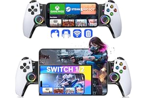 NINJAPLUSOX Mobile Gaming Controller for iPhone 15/16 Series/Android/Switch 2/Switch/OLED/iPad Mini, Wireless Phone Controller with Hall Joysticks/Hall Triggers/LED, Support Xbox Cloud, Steam Link, Call of Duty