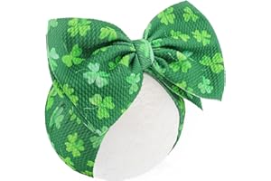 ONENINEDREAM 7” St Patricks Baby Girls Bows Shamrock Clover Headbands Green Leaves Tied Bows Hairbands St Patricks Day Hair Accessories Gift for Infant Baby Girls