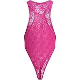 ABAFIP Men's Lace Bodysuit High Cut One Piece Leotard Sleeveless Racerback Sheer Lingerie Undershirts Top