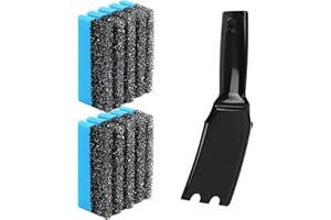 TonGass 2-Pack Cleaning Sponge 12207 and 1-Pack Upgrade Grill Scraper for George Foreman Indoor Grills & Most Other Indoor Grills with Grooves, Replacement Grill Sponge and Scraper for Cleaning