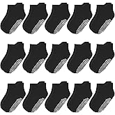 HYCLES 15 Pairs Toddler Socks, Kids Grip Socks for 6-12 Month 1-7 Years Non Slip Ankle Sock for Baby Boys Girls