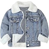 Verdusa Boy's Fleece Denim Jacket Long Sleeve Button Down Casual Thermal Jean Jacket Coats