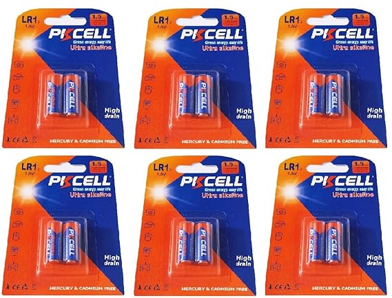 PKCELL 12 x LR1/N/Lady 1,5V (6 Blister a 2 Batterien) Quecksilberfreie Alkaline Batterien 4001, 4901, MX9100, 910A Markenware