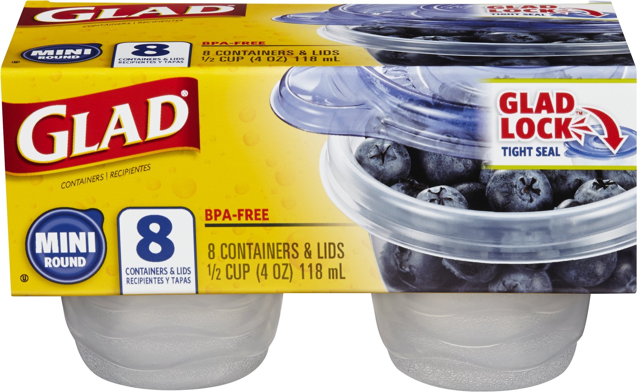 Glad Food Storage Containers Mini Round Containers 4 Ounce 8