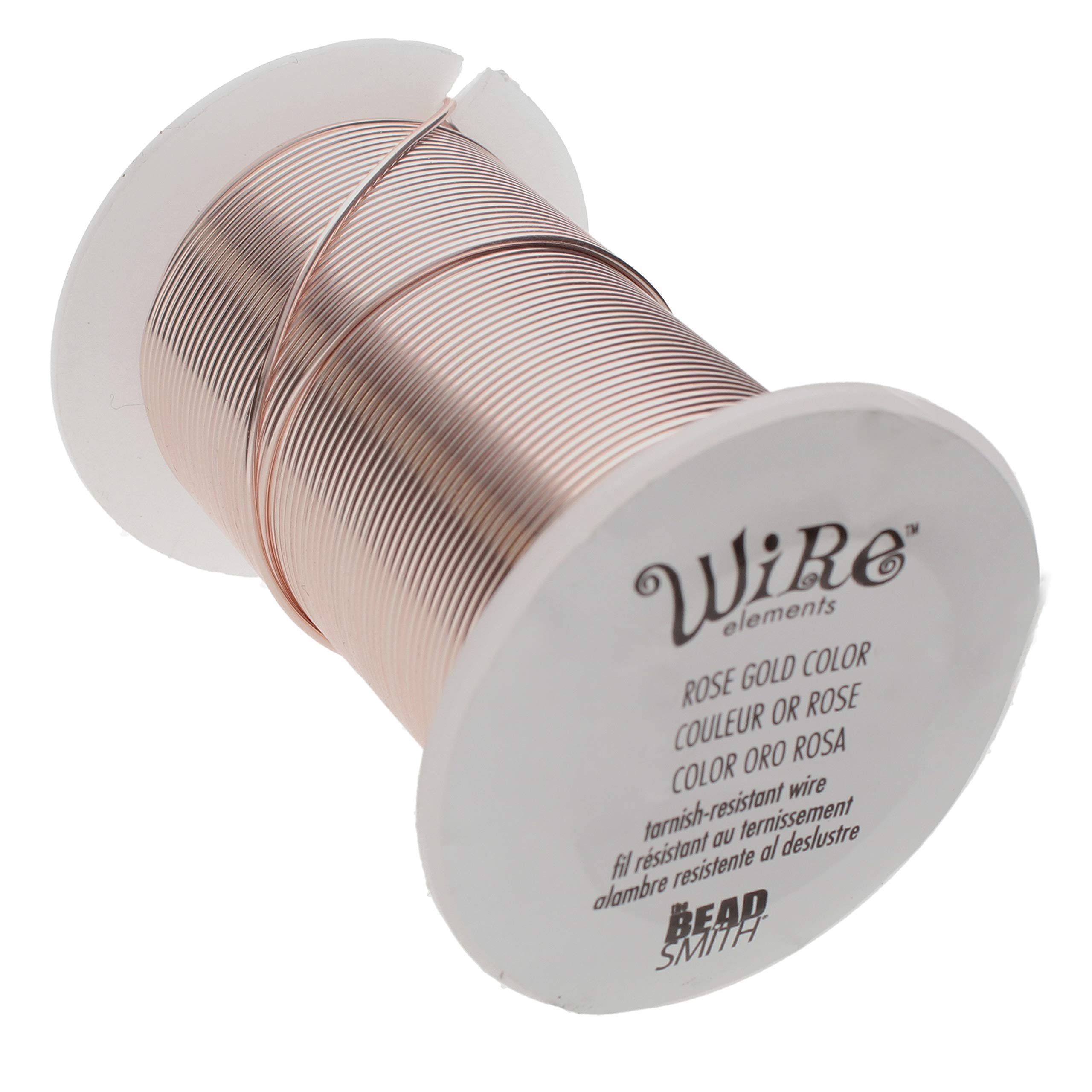 The Beadsmith Wire Elements 20-Gauge Lacquered Tarnish-Resistant Copper Wire for Jewelry Making, 15 Yard, 13.72 Meter Spool (Rose Gold Color)