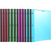 MAKHISTORY Telescoping 3 Ring Binder-12PCS, Flexible Binder with Customized Front Cover+Clear Catalog Pocket+3 Round Rings, Flat Writing Binder, 4 Bright Colors