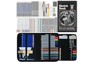 ANKKOL Drawing Set Sketching Kit, 76 Pack Drawing Pencils, Artist Supplies Include 3 Color Sketch Book, Watercolor, Metallic, Colored, Charcoal Pencils, Professional Art Supplies for Adults, Kid and Teens.