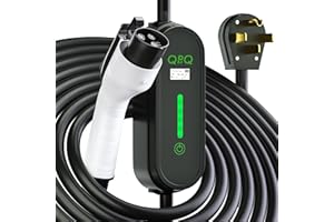 QPQ Level 2 EV Charger 40A/32A/24A/16A/10A Adjustable Current & Time Delay,J1722 40 Amp 240 Volt 25ft Cable,Electric Vehicle Charging Stations car for Home Charger Level 2 Charger with NEMA14-50P