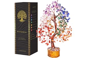 YATSKIA Chakra Tree of Life - Crystal Tree for Positive Energy - Feng Shui Wire Bonsai Tree, Feng Shui Money Tree, Crystals Tree - Feng Shui Home Office Decorations for Living Room