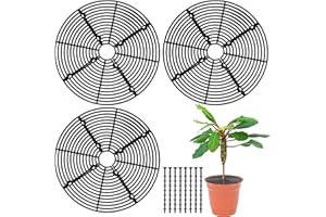Sawysine 3 Pcs Plant Pot Cover Plant Protector from Animal Flower Pot Grid with Center Cutout Flower Cover Soil Protectors(Black,11.8 in)