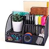 MDHAND Office Desk Organizer and Accessories, Mesh Desk Organizer with 6 Compartments + Drawer