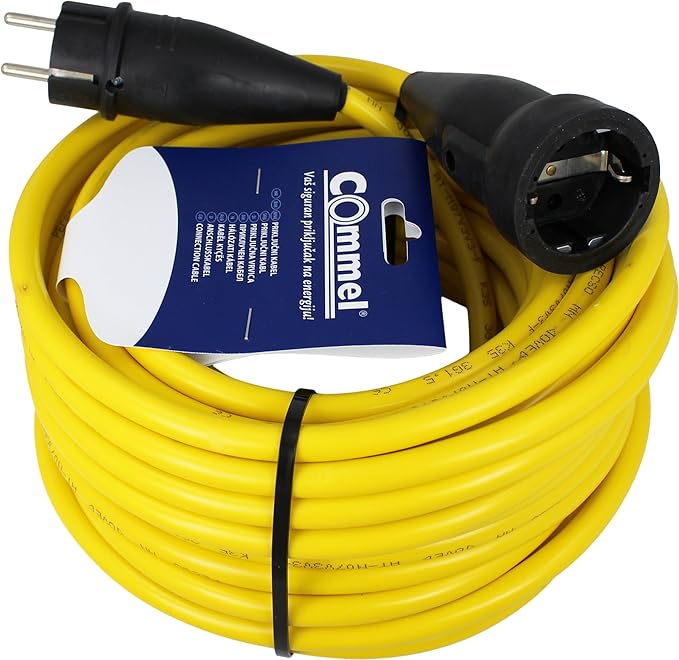 Extension cable, power cable AT N07V3V3F, yellow, 3 x 2.5 mm, 15/20m