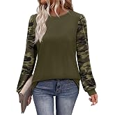 WIHOLL Long Sleeve Shirts for Women Fall Fashion Tops Trendy Color Block | Winter Clothing 2026, Lightweight, Soft, Loose Fit, Business Casual