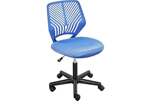 Yaheetech Students Desk Chair Low-Back Armless Study Chair Cute with Lumbar Support Adjustable Height for Youth, Blue