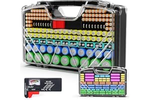 PUBUBLLE Battery Organizer Storage Holder Box Case with Tester, New Ultra-Large 285+Batteries Double-Sided Variety Pack, Hold