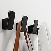 4-Pack Matte Black Towel Hook for Bathroom, Robe Coat Hook, Heavy Duty Wall Hooks for Hanging Bag Hat Mudroom Bedroom Shower