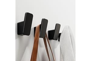 4-Pack Matte Black Towel Hook for Bathroom, Robe Coat Hook, Heavy Duty Wall Hooks for Hanging Bag Hat Mudroom Bedroom Shower 