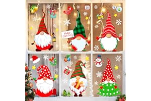 OCATO Christmas Window Clings Gnome Christmas Window Decorations Static Decals Windows Stickers for Glass Windows Décor Gnome Christmas Decorations Ornaments Party Supplies 9 Sheets