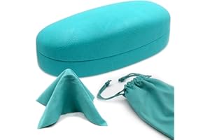 MyEyeglassCase - Large Sunglasses Case - Glasses Holder with Pouch & Cloth - Eyeglass Hard shell Medium - Extra Large frames