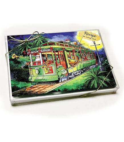 Louisiana Christmas Cards With Crawfish Pie Recipe - 15 Cajun Holiday Greeting Cards & Envelopes