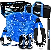 AXSIPEIX Kinetic Recovery Rope Kit (Reflective), 1.25in x 30ft 56,000Lbs, 35% High Elasticity, w/ 2 Soft Shackles, 18,666Lbs Work Load Limit for 4x4 Offroad Vehicle
