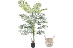 Warmplants Artificial Palm Tree, 6ft Fake Areca Palm Plant with Basket, Tropical Faux Dypsis Lutescens Plants for Indoor Outdoor Home Office Shop Garden Décor
