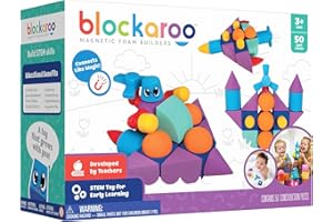 Blockaroo Magnetic Foam Blocks – STEM Preschool Toys for Children, Toddlers, Boys and Girls, The Ultimate Bath Toy – 50 Piece Set, Bath Building Blocks, Engineering Toys for Kids 3-6