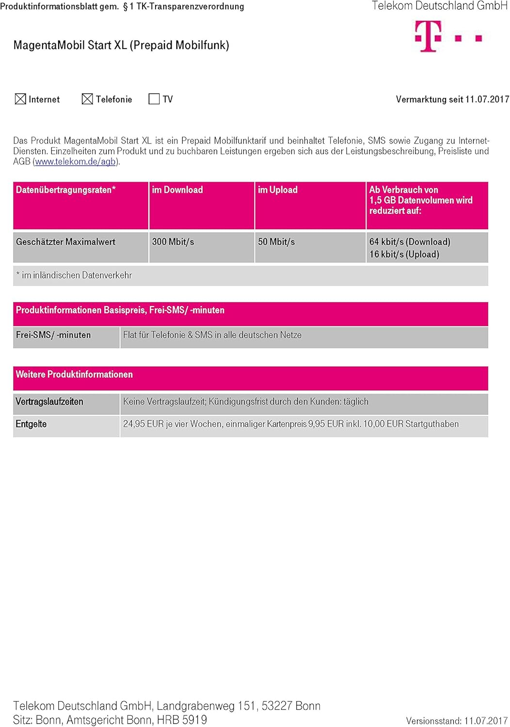 Magenta Mobile Start Xl Telekom Xtra Card 10 Euro Amazon De Elektronik