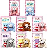Jumlys Valentines Day Gifts for Kids, 24 Packs Valentines Day Cards with Stuffed Bear Toys, Valentine Day Party Favors for Boys Girls, Ideal Exchange Cards for Classroom