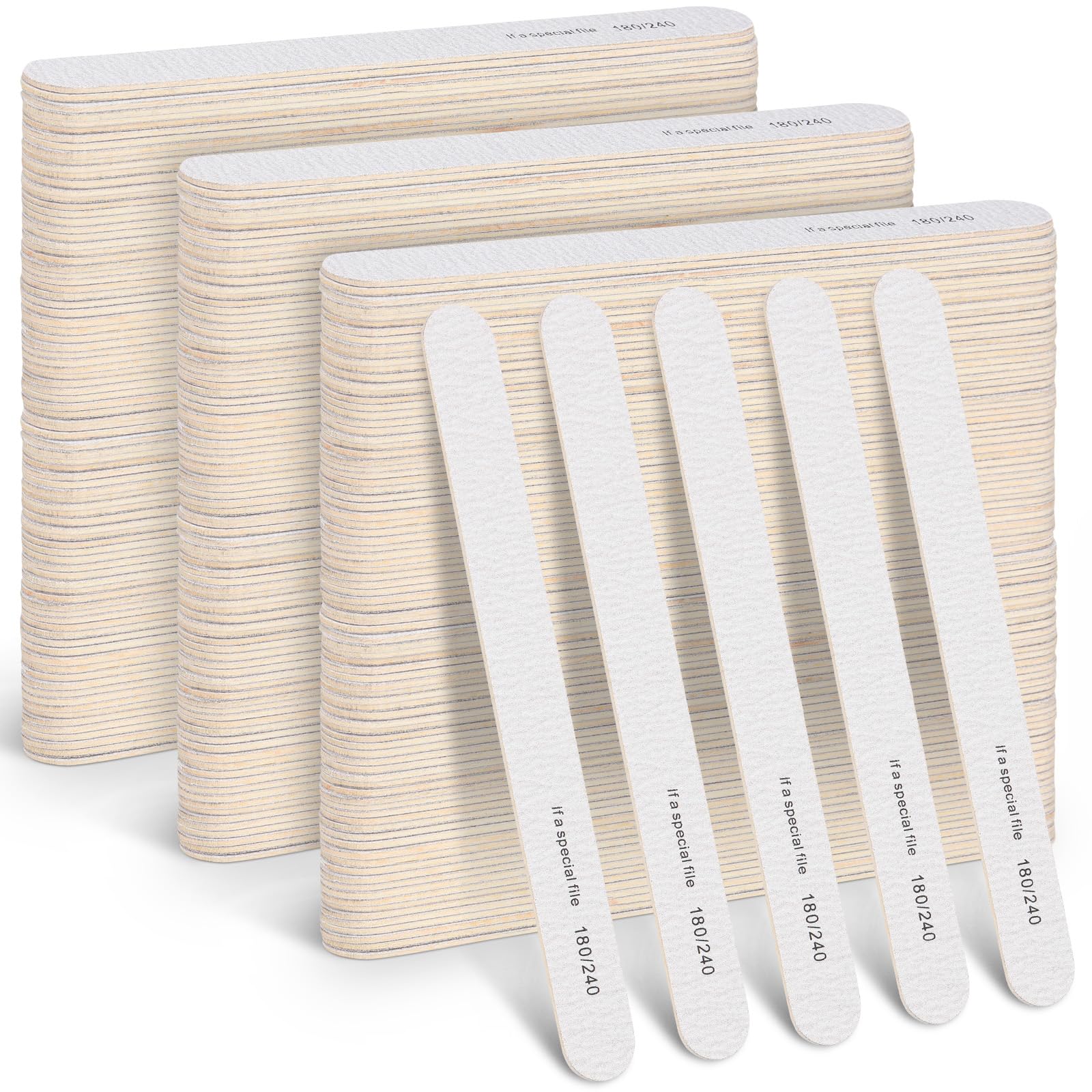 Photo 1 of Minatee 150 Pcs 180/240 Grit Nail Files Bulk Doubled Sides Emery Boards Professional Manicure Tools for Natural Nails Home and Salon Supplies