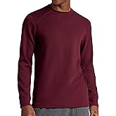 Gaiam Mens Cozy & Cool Long Sleeve Crewneck Top, Standard Fit, Stretch Midweight Micro Waffle Jacquard Material