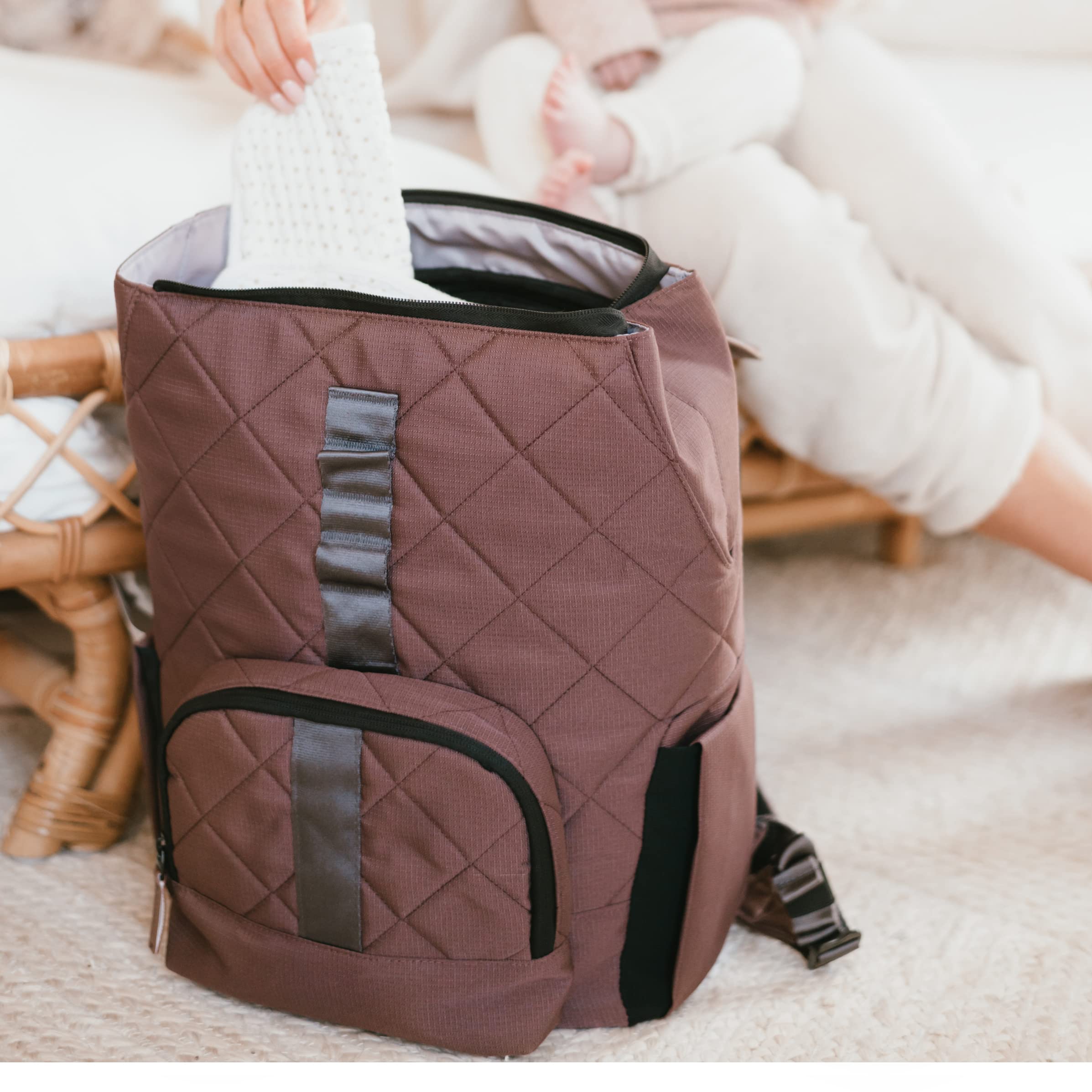 PAPERCLIP Jojo Diaper Bag Backpack with Fold Out Changing Station, Eco-Friendly (Baked Oak)