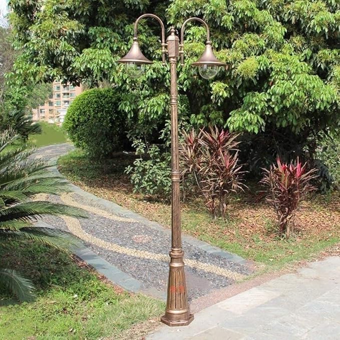 FEE-ZC Lámpara para césped de Poste de jardín al Aire Libre Latón