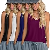 Riyiper 4 Pack Women's Tank Tops Loose Fit V Neck Racerback Tops Sleeveless Casual Tee Basic Summer 2026 Workout Yoga Shirts