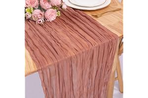 SAJOO Dusty Blush Cheesecloth Table Runner Gauze Table Runner 1 PC 10FT Boho Rustic Sheer Cheese Cloth Table Runner Bulk 120 Inch for Wedding Baby Bridal Shower Birthday Party Table Decorations