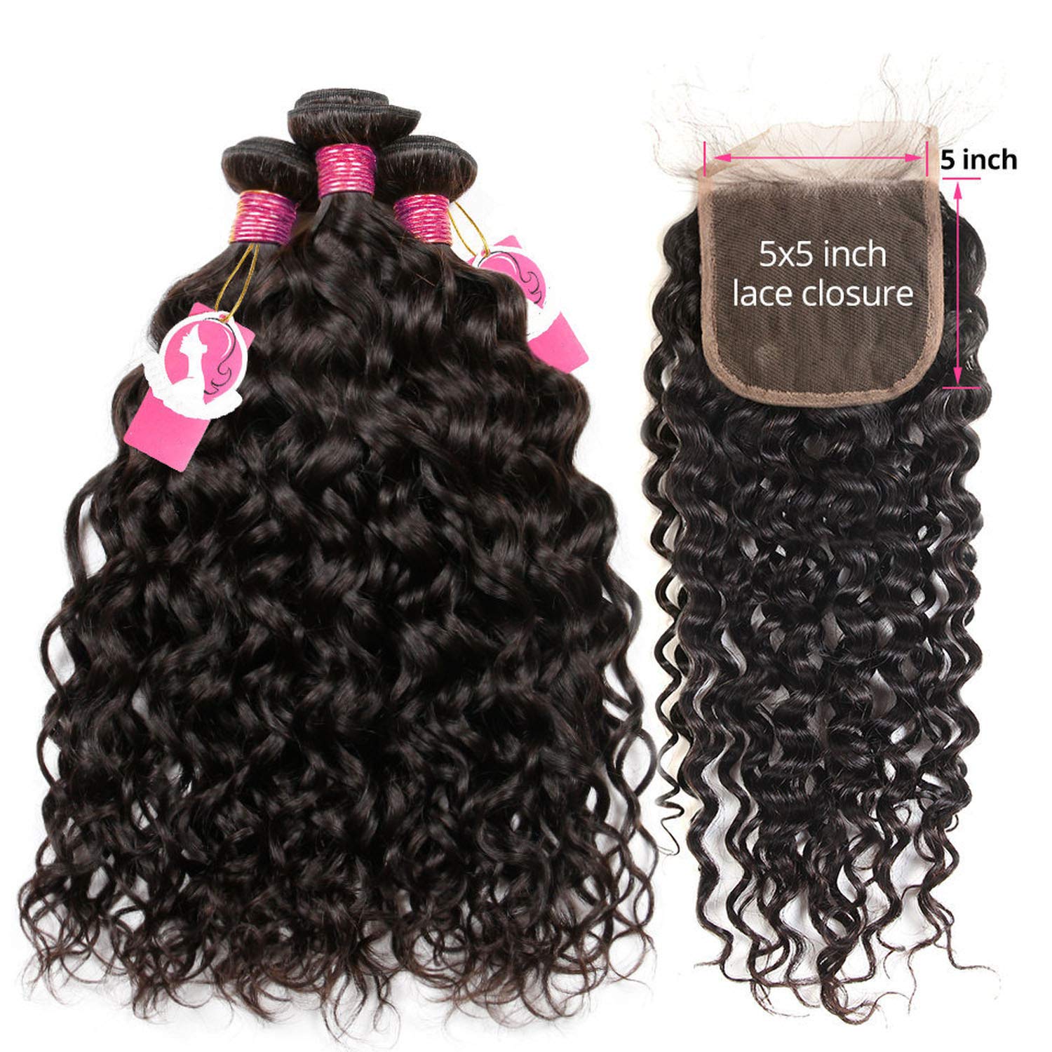 Amazon Com Hair Water Wave Bundles With Closure Brazilian Hair