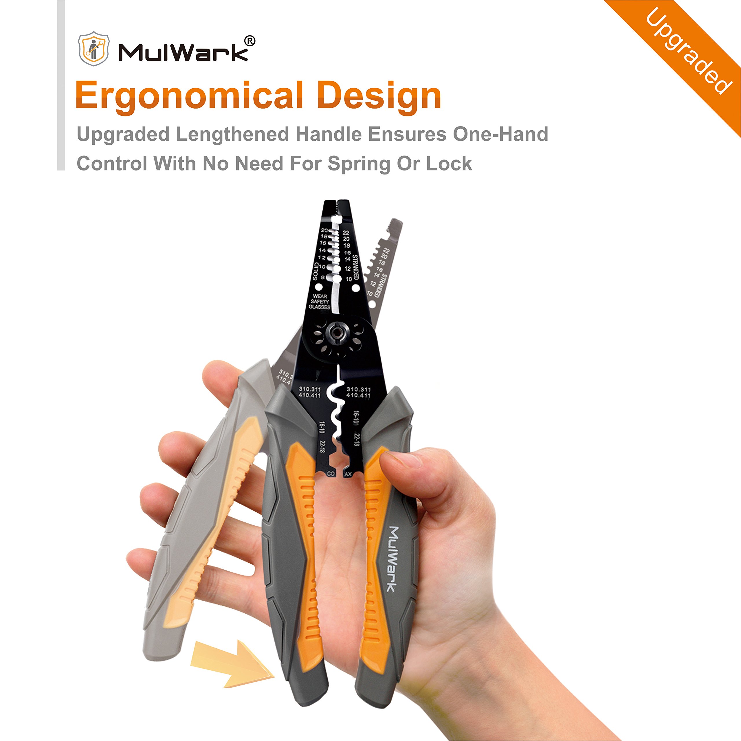 MulWark 8" MultiPurpose Electrical Wire Stripping Tool Snips, Crimpers
