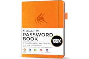Clever Fox Password Book with Alphabetical Tabs – Small Hardcover Address Keeper Log – Pocket Journal for Seniors, Home Offic
