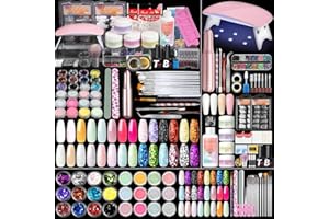 COSCELIA Acrylic Nail Kit for Beginners with Everything, 4 Colors Acrylic Powders Set with Professional Drill Light Lamp Glitter Decoration Powder Starter Kit Beauty Christmas Gifts for Women Girls