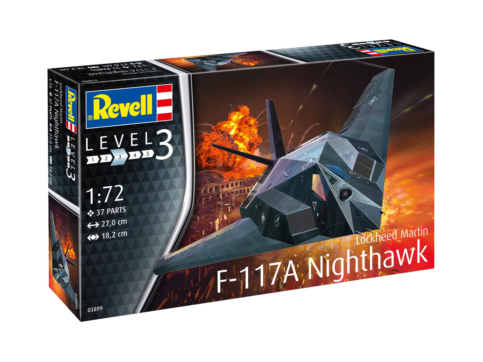 Revell 03899 Lockheed Martin F-117A Nighthawk Stealth Fighter 1:72 Scale Unbuilt/Unpainted Plastic Model Kit