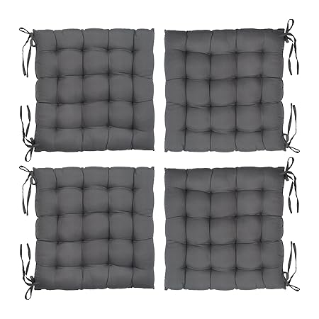 Levivo gepolsterte Sitzkissen im 4er Set, Stuhlkissen / Gartenkissen, ca. 40 x 40 x 5 cm, Grau