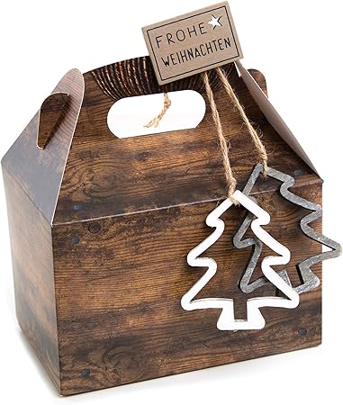 Regali Di Natale Per Clienti.20 Piccole Scatole Di Natale 18 5 X 12 5 X 12 Cm Confezione Buon Natale Per Clienti Regali Di Natale Marrone Naturale Regalo Scatole Scatola Regalo Amazon It Casa E Cucina