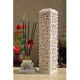 Carry Me Handmade Marble Soapstone Incense Stick Burner | Candle Stick Holder | Tea Light Stand - Perfect Incense Tower for Gifting. Decorative Home and Kitchen Decor (3 x 3 x 11 Inches)