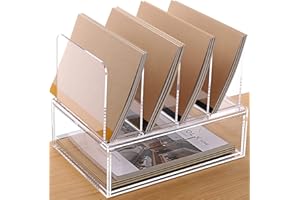 HeZone Desk Organizers and Accessories, Acrylic Desk Organizer with Drawer, Office Supplies Organization Storage, Clear Acrylic File Organizer for Desk - 1 Pack