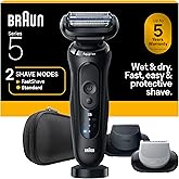 Braun Series 5 Electric Shaver for Men, Wet & Dry Foil Razor, Precision Trimmer Attachment, Body Groomer Attachment, Charging