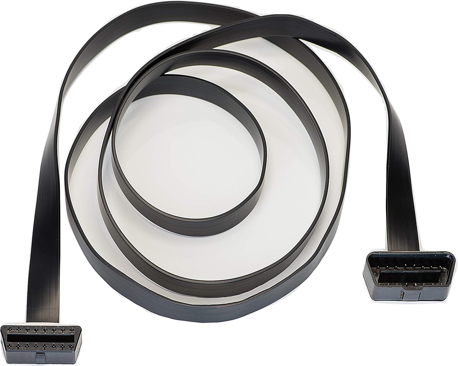 IPAE OBD-II OBD2 Extension Cable - Flat Ribbon Cable with Angled Connectors Low Profile Male to Female 1.524m/60inches/5ft 16-pin Pass-Through for All OBD2 Vehicles