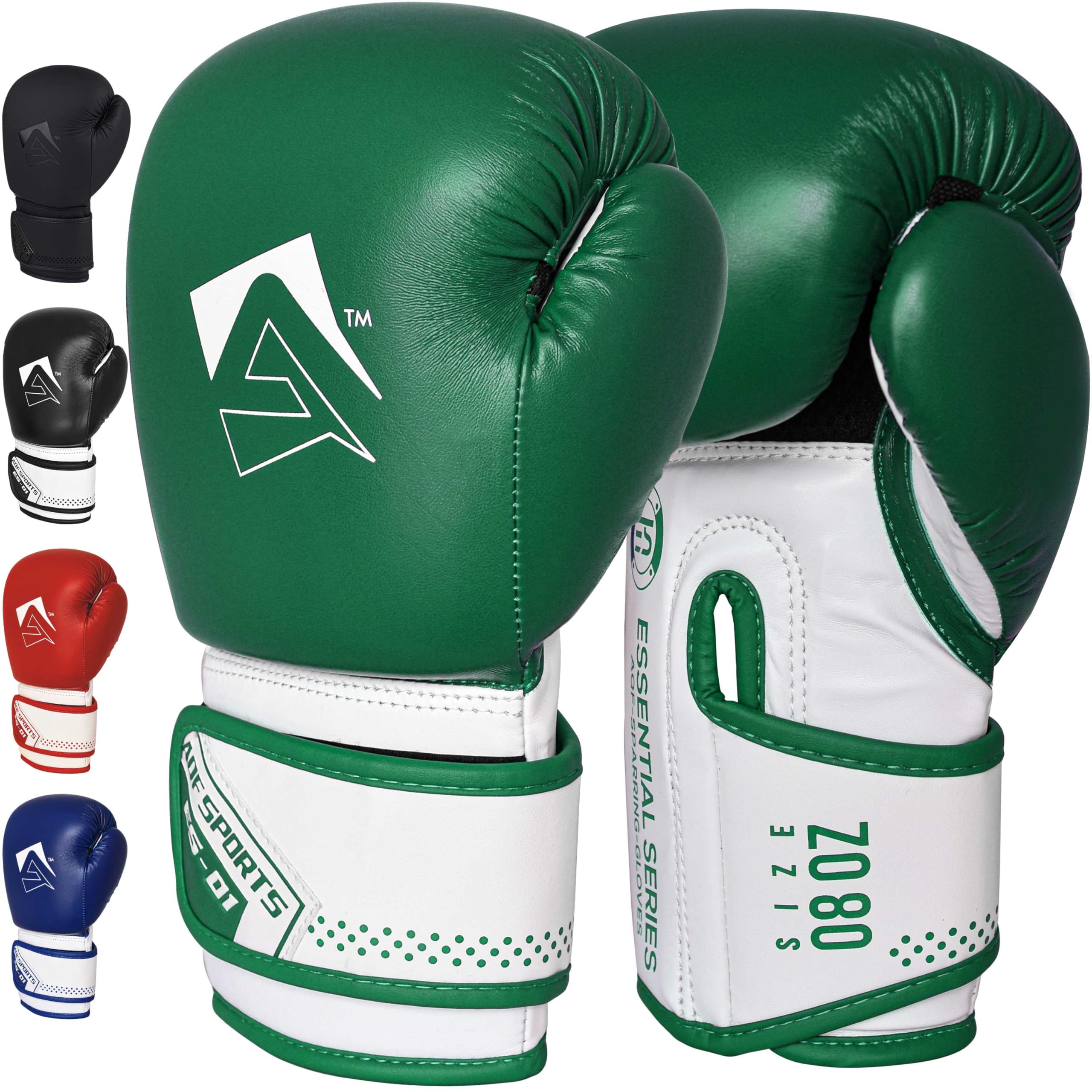 AQF Boxing Gloves for Training & MMA Muay Thai Punch Bag Sparring MMA Gloves for Kickboxing Fighting & punching bag with Extra Layers of Padding (Green, 12oz)